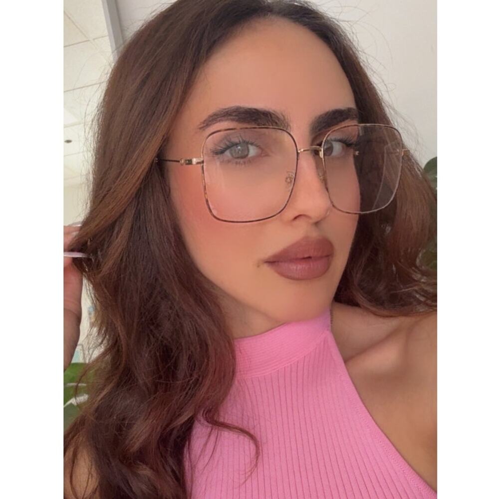 NEW Gucci GG0445O Gold Brown Metal Oversized Square Frames